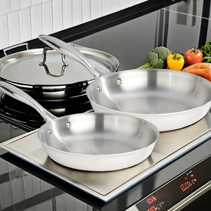 Sartén de Acero Inoxidable SS430 OEM, Juego de Utensilios de Cocina <span class=keywords><strong>con</strong></span> Tapa de Vidrio, Compatible <span class=keywords><strong>con</strong></span> Inducción, para Uso en Cocinas de Hotel - Product Image 2