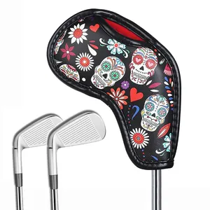 Golf Iron Cover Colorful Skeleton Golf Iron Headcovers PU Leather Golf HeadCover