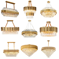 Lustre moderne personnalisé de grande taille, style nordique, LED, cristal K9, luxe, métal, luminaire suspendu pour la maison, le bureau, à intensité variable