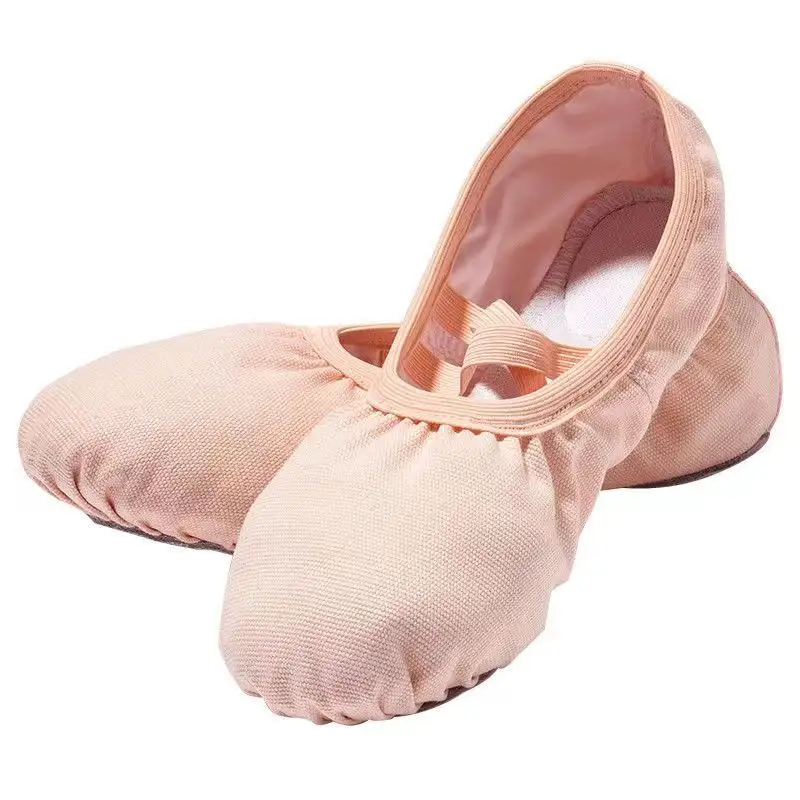 Sapatos de balé de malha plana de lona sola macia sapatos de balé de dança sapatos de bailarina femininos chinelo de balé para meninas