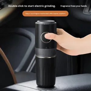 Mini moulin à café électrique portable d'extérieur entièrement automatique en acier inoxydable USB pour la préparation du café en voiture, isolé - Product Image 2