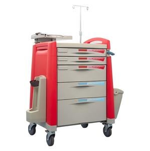 YFS023 최고 판매 ABS 프레임 의료 응급 트롤리 CPR 보드 모니터 트레이 6 서랍 4 바퀴 100파운드 하중 용량 병원용 - Product Image 2