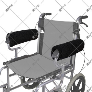 Wheelchair Lambswool Armrest Pads Black Rectangle Anti-slip Comfortable Manual Wheelchair Accessories - Product Image 1