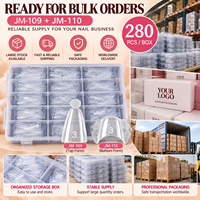 280 pièces de moules à ongles double forme à rainures françaises, pour extensions d'ongles carrées à double embout (supérieur et inférieur) type sandwich, vente en gros JM-109+110