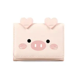 new mini pig cute zipper purse designer short keychain wallet