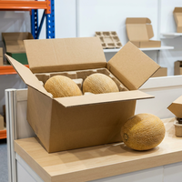 Boîte à melon Hami en carton ondulé robuste personnalisée pour le transport et la présentation en supermarché, emballage de fruits en gros avec logo