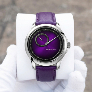 OEM Custom Logo Sapphire Crystal Mirror 40MM Sunray Dial Luxury Automatic NH39 Movement Mechanical Men's Purple Watches - Product Image 1