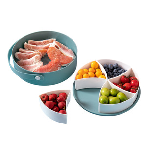 Blue And Pink <b>Plastic</b> Serving <b>Tray</b> With Handle Divided Sections For Snacks And Fruits Residential Use - Product Image 5
