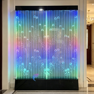 Panneau moderne en acrylique à bulles d'eau avec lumières LED à changement de couleur pour la conception de séparateurs de pièce, structure à cadre fixe translucide - Product Image 1