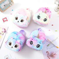 Sac d'école unisexe personnalisable avec personnage mignon, imperméable, grande capacité, fermeture éclair, motif licorne en peluche créatif pour voyage