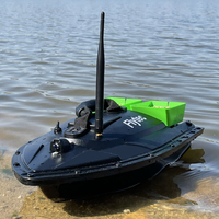 Bateau de pêche à appât Flytec 2011-5 vert 500M avec deux détecteurs de poissons, réservoirs de charge de 1,5 kg, bateau RC noir
