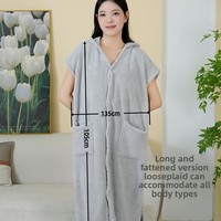 Nouveau corail velours une pièce peignoir respirant genou longueur Cape à capuche avec jupe portable pour la maison été serviette de bain grande taille