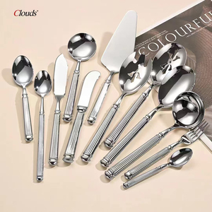 Ensemble de couverts de mariage baroque de luxe cuillère en acier inoxydable doré miroir polonais nordique pour cuisines Restaurants hôtels fête - Product Image 1