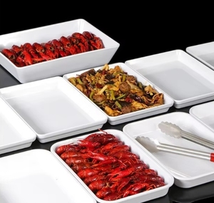Bền Và Không Thể Phá Vỡ <span class=keywords><strong>Melamine</strong></span> Đồ Ăn Tấm Nhựa Hiện Đại Biểu Tượng Tùy Chỉnh Đảng Nhà Máy Hình Chữ Nhật Bộ Đồ Ăn Màu Trắng - Product Image 2