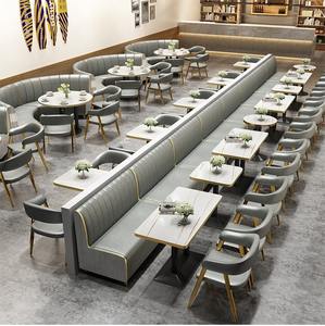 Juego de Muebles Modernos para Restaurante de Comida Rápida, Asientos Tapizados en Tela con Mesa de Piedra para Cafetería, Uso Comercial - Product Image 3