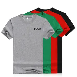 Pabrik Pakaian Grosir TC Kain Katun Polyester O-neck T-shirt Pria Crew Leher T Shirt