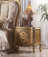 Lit king-size de style rococo français |   Sculpture en feuille d'or |   Meubles de chambre à coucher en bois de luxe classiques européens