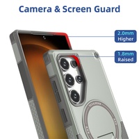 Funda Resistente con Soporte para Galaxy S25 Ultra, Compatible con Carga Inalámbrica, Cubierta Metálica para Samsung S25 Ultra, Soporte para Teléfono Móvil
