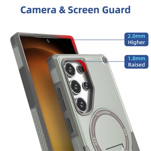 Funda Resistente con Soporte para Galaxy S25 Ultra, Compatible con Carga Inalámbrica, Cubierta Metálica para Samsung S25 Ultra, Soporte para Teléfono Móvil - Product Image 3