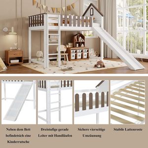 Cama Infantil Tipo Casa de Árbol con Escaleras y Tobogán, Diseño Europeo Personalizado de Pino, Diseños Clásicos y Modernos, Cama Litera con Tobogán - Product Image 4