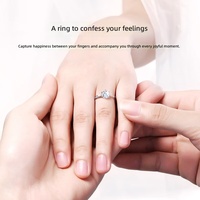 Bague pour femme en argent sterling S925 avec moissanite 1 carat, style géométrique de luxe léger, tendance TikTok Xiaohongshu, idéale pour les influenceurs et les livestreams
