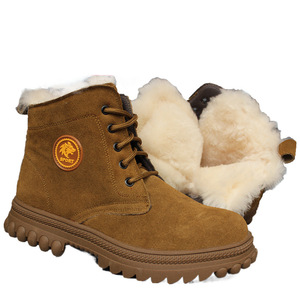Botas de Nieve de Invierno para Hombre, Forradas de Lana Gruesa, Cálidas, con Tacón Medio, Antideslizantes, para Trabajo, de Color Sólido, con Suela Inyectada - Product Image 1