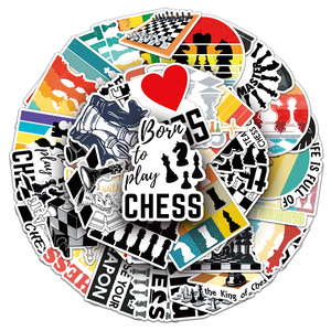 Autocollants d'échecs HOYO, 50 pièces/ensemble, <span class=keywords><strong>Roi</strong></span> <span class=keywords><strong>Reine</strong></span> Tour Évêque Cheval Jeu de stratégie de maîtrise du jeu Autocollants de décalcomanies - Product Image 1
