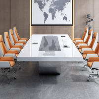 Ensemble de table et chaises de conférence haut de gamme, finition lisse moderne, mobilier de bureau, bois massif, hôtel, école, hôpital