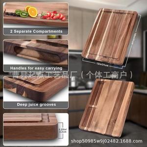Planche à découper en bois d'acacia 41 cm rectangulaire anti-odeur antibactérienne facile à nettoyer pour la cuisine - Product Image 3