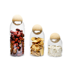 Jarra de almacenamiento de vidrio con tapón de bola de corcho, alta borosilicato, para beber dulces, té, café y granos - Product Image 3