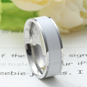 <b>Titanium</b> Steel <b>Ring</b> With Black Inlay Unisex Fashion Jewelry Gift 23023 - Product Image 2