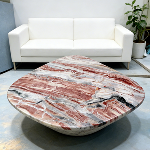 <span class=keywords><strong>Table</strong></span> d'appoint en marbre rouge nordique, socle central, meubles de salon, <span class=keywords><strong>table</strong></span> basse en marbre rouge Orobico Rosso - Product Image 3