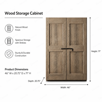 Armoire haute de présentation Prestige Turro Living Oak, en bois rustique à 2 portes pour villa, armoires de classement, bibliothèques, meubles de rangement