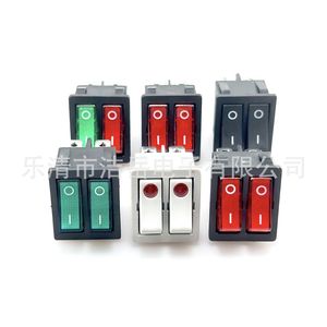 Interrupteur à bascule double Kcd4 avec voyants lumineux noir, rouge, vert, Dpst 2 voies, durée de vie mécanique de 300 000 cycles, IP41, coque en nylon - Product Image 1