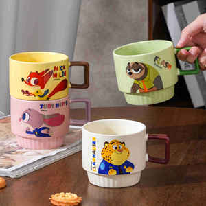 Juego de tazas apilables Disney Zootopia, taza de café de 2 piezas con asa, diseño de dibujos animados para niños y adultos, regalo - Product Image 5