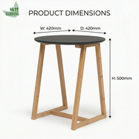 Table d'appoint écologique en bambou, plateau rond noir charbon, pour salon, table d'appoint de canapé avec pieds croisés, idéale pour les petits espaces