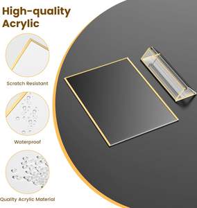 Support de numéro de table en acrylique avec bordure dorée, transparent, double face, pour mariage, restaurant, café et événements - Product Image 3