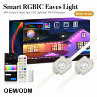 Iluminación para Aleros de Casa de 12 Metros, Resistente al Agua IP67, Fuente de Luz Puntual LED RGBW, Luz Exterior Permanente