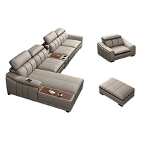 Canapé d'angle en cuir microfibre intelligent de style nordique avec haut-parleur Bluetooth, 7 places, mobilier de salon de luxe en gros
