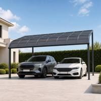 Abri de voiture en aluminium avec structure thermolaquée, anti-rouille, auvent pare-soleil pour deux voitures, extérieur