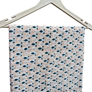 Premium peach hand block print cotton <b>fabric</b> unstitched suit material featuring traditional teardrop motifs and small geometric - Product Image 1