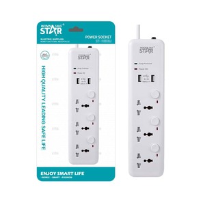 รางปลั๊กไฟวินนิ่งสตาร์ 6 ช่อง 2 พอร์ต USB ป้องกันไฟกระชาก ปลั๊กอเนกประสงค์ - Product Image 1