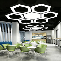 Lustre hexagonal LED au design créatif en nid d'abeille, en fer noir, personnalisable, à intensité variable, indice de protection IP20, pour bureau, salle de sport, atelier