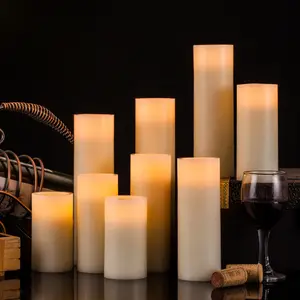 Wedding Favors 12pcs/set Flameless Candles Battery Operated H5" Real Wax Pillar Flickering LED Candle With Remote Control