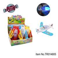 Avion de dessin animé en plastique à tirer avec lumière, bon marché, en gros, jouets promotionnels pour enfants avec bonbons Jelly Bean