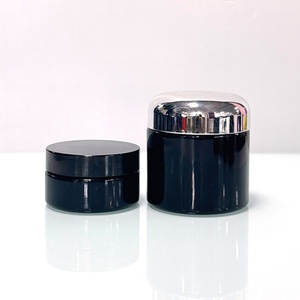 Hot Sale 50 100 150 200 250 300 400 500 1000 ml Wide Mouth Violet Black Glass Jar With Silver Lid - Product Image 1