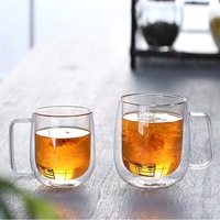 Fabricant-Fourniture d'une tasse en verre à haute teneur en borosilicate et à gros ventre Tasse à café créative Base en verre simple Conception à double couche