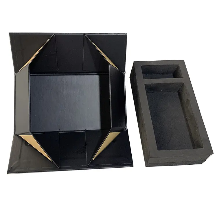 Packaging High Quality Printing Black Card Paper Box Custom Design Paper Empty Bottle Luxury Magnet Packaging Perfume Box