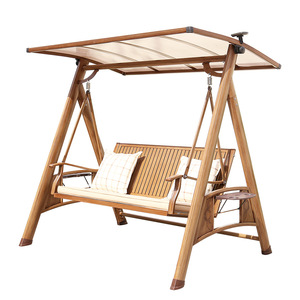 Balançoire de jardin en bois à deux places avec auvent pour cour et jardin, style scandinave - Product Image 1