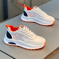 Sepatu Sneakers Kasual Wanita Langsung dari Pabrik, Loafers Empuk, Tali Sepatu, Warna Solid, Tren Fashion, Bahan Mesh